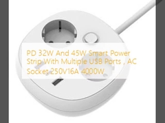 PD 32W e 45W Smart Power Strip con più porte USB, presa AC 250V16A 4000W